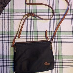 Vintage Dooney & Bourke Black Nylon Crossbody Bag - Leather Trim